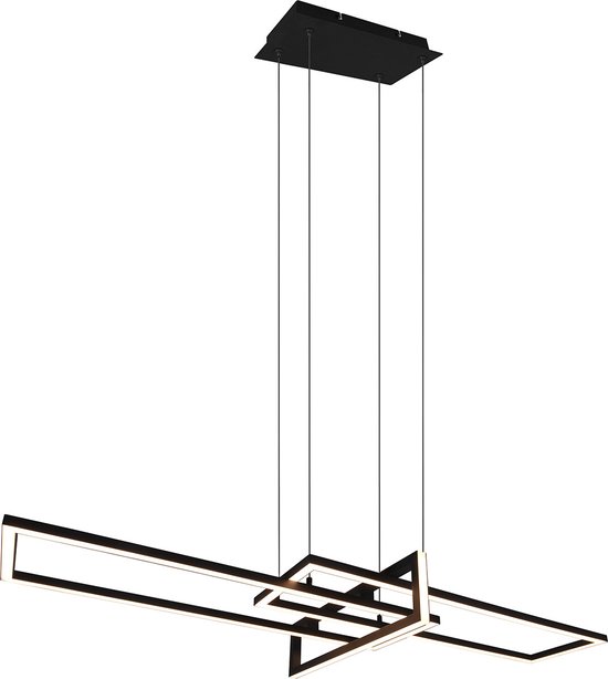 LED Hanglamp - Torna Salana - 34W - Warm Wit 3000K - Dimbaar - Rechthoek - Mat Zwart - Aluminium
