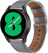 Strap-it Samsung Galaxy Watch 4 - 44mm leren bandje - grijs