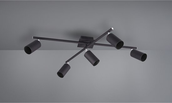 LED Plafondspot - Torna Mary - GU10 Fitting - 5-lichts - Rechthoek - Mat Zwart - Aluminium