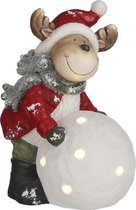 House of Seasons Rendier Kerstbeeld met Verlichting - L31,5 x B20 x H40,5 - Rood