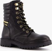 Groot leren meisjes veterboots - Zwart - Maat 33 - Echt leer
