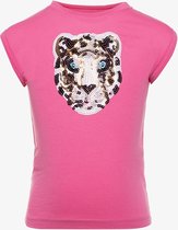 TwoDay meisjes T-shirt met tijgerkop - Roze - Maat 122/128