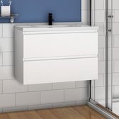 Meuble sous-vasque avec meuble bas 80 cm, Meuble sous-vasque avec meuble bas blanc mat