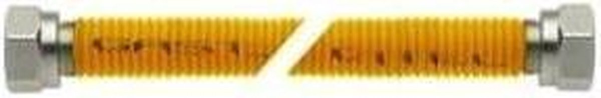 Bonfix - Universele buigbare - RVS gasslangset - 60 cm - kleur geel - met 2 x wartel -moer M24 bi.dr. - Gastec QA keur