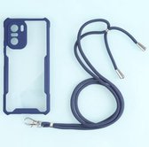 Voor Xiaomi Redmi K40 CN Versie/K40 Pro CN Versie/Mi 11i Overzeese Versie/Poco F3 Acryl + Kleur TPU Shockproof Case met Nekkoord (Donkerblauw)