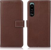 Voor Sony Xperia 5 III Litchi Textuur PU + TPU Horizontale Flip Leather Case met Houder & Kaartsleuven & Portemonnee (Bruin)