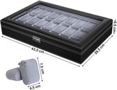 Songmics nieuw zwart 24 polshorloge opbergdoos geval armband display tablet JWB024