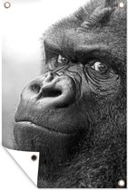 Muurdecoratie Een verbazingwekkende Gorilla - zwart wit - 120x180 cm - Tuinposter - Tuindoek - Buitenposter