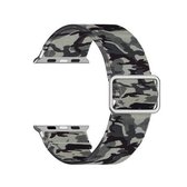 Verstelbare elastische horlogeband met print voor Apple Watch Series 6 & SE & 5 & 4 40 mm / 3 & 2 & 1 38 mm (camouflagegrijs)