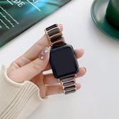 Voor Apple Watch Series 6 & SE & 5 & 4 44 mm / 3 & 2 & 1 42 mm keramische stalen horlogeband (zwart goud)