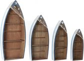 Planken DKD Home Decor Wit Marineblauw Hout MDF Celeste (4 pcs)