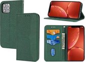 Geweven textuur stiksels magnetische horizontale flip PU lederen tas met houder & kaartsleuven & portemonnee & lanyard voor iPhone 11 Pro Max (groen)