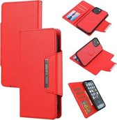 Ultradunne afneembare zijdetextuur Horizontale Flip PU-lederen hoes met kaartsleuven en portemonnee en fotolijst voor iPhone 13 Pro (rood)