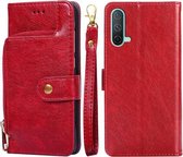 Ritstas PU + TPU Horizontale Flip Leren Case met Houder & Kaartsleuf & Portemonnee & Lanyard Voor OnePlus Nord CE 5G (Rood)