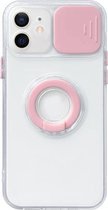 Sliding Camera Cover Design TPU-beschermhoes met ringhouder voor iPhone 13 Pro (roze)