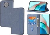 Voor Xiaomi Redmi Note 9 5G Geweven Textuur Stiksels Magnetische Horizontale Flip PU Lederen Case met Houder & Kaartsleuven & Portemonnee & Lanyard (Grijs)
