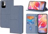 Voor Xiaomi Redmi Note 10 5G Geweven Textuur Stiksels Magnetische Horizontale Flip PU Lederen Case met Houder & Kaartsleuven & Portemonnee & Lanyard (Grijs)