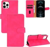 Effen kleur huidgevoel magnetische gesp horizontale flip kalf textuur PU lederen tas met houder & kaartsleuven & portemonnee voor iPhone 13 Pro Max (rose rood)