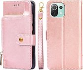 Ritstas PU + TPU Horizontale Flip Leren Case met Houder & Kaartsleuf & Portemonnee & Lanyard Voor Xiaomi Mi 11 Lite (Rose Goud)