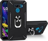 Voor LG K50 PC + TPU-beschermhoes met 360 graden draaibare ringhouder (zwart)