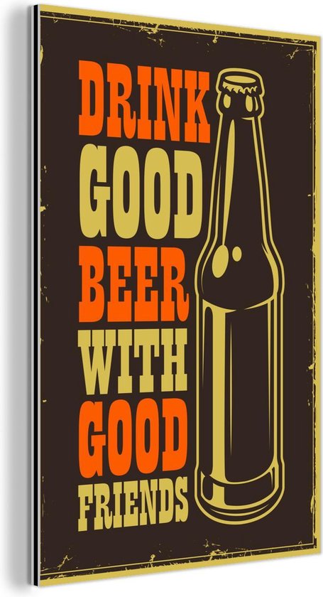 Décoration murale Métal - Peinture Aluminium - Bières - Vintage - Glas - 80x120 cm