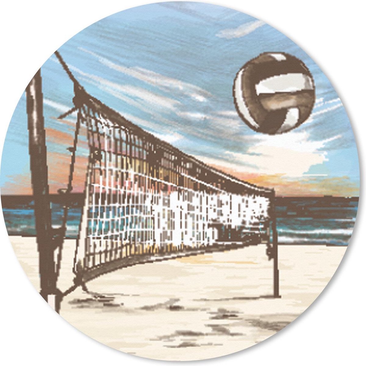 Muismat rond 20x20 cm - Mousepad Strand - Volleybal - Net - Ronde muismatten