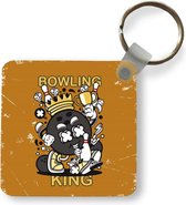 Sleutelhanger - Uitdeelcadeautjes - Vintage - Bowling - Koning - Plastic - Vaderdag cadeau - Geschenk - Cadeautje voor hem - Tip - Mannen