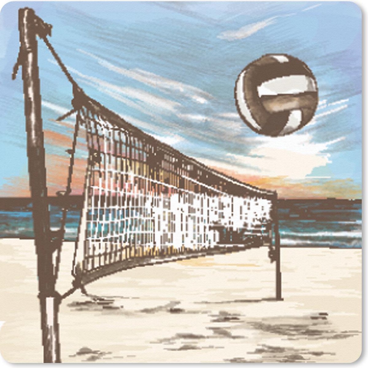 Muismat 30x30 cm - Mousepad Strand - Volleybal - Net - Muismatten