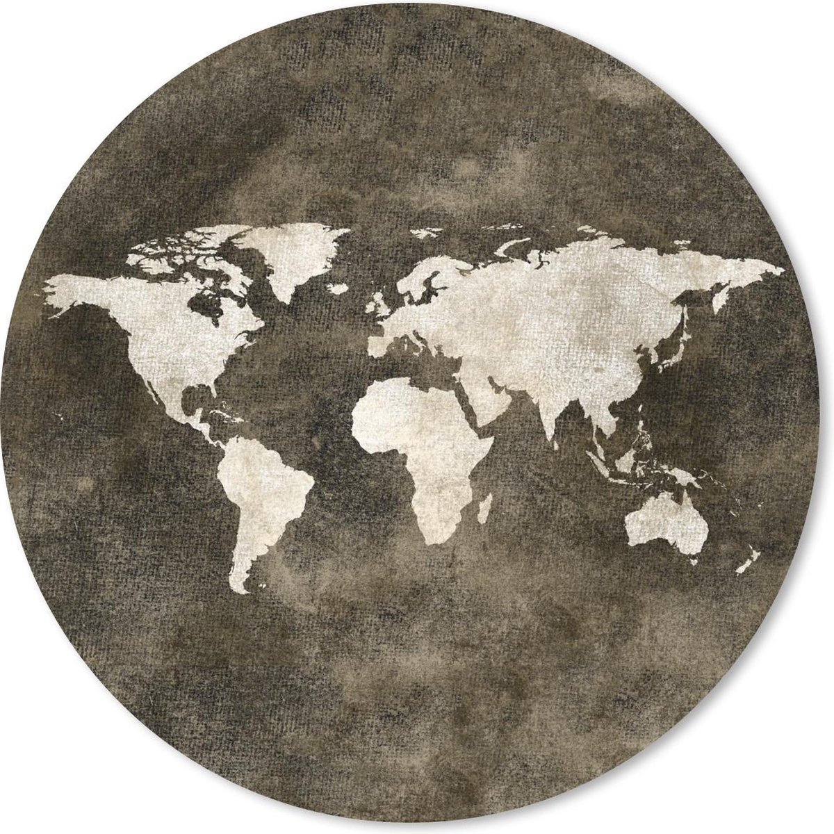 Muismat rond 30x30 cm - Mousepad Wereldkaart - Retro - Goud - Ronde muismatten