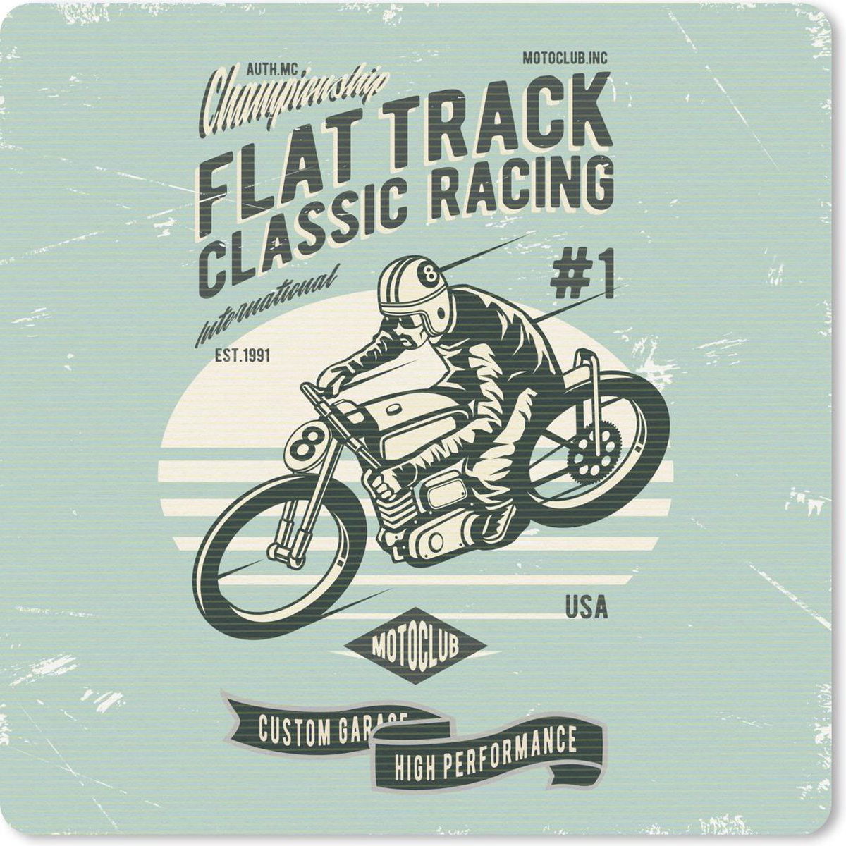 Muismat 20x20 cm - Mousepad Motor - Race - Retro - Muismatten