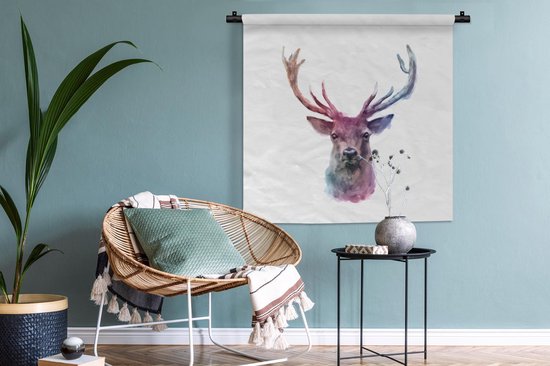 Tapisserie - Tapisserie - Cerf - Wit - Couleur - 90x90 cm - Tapisserie