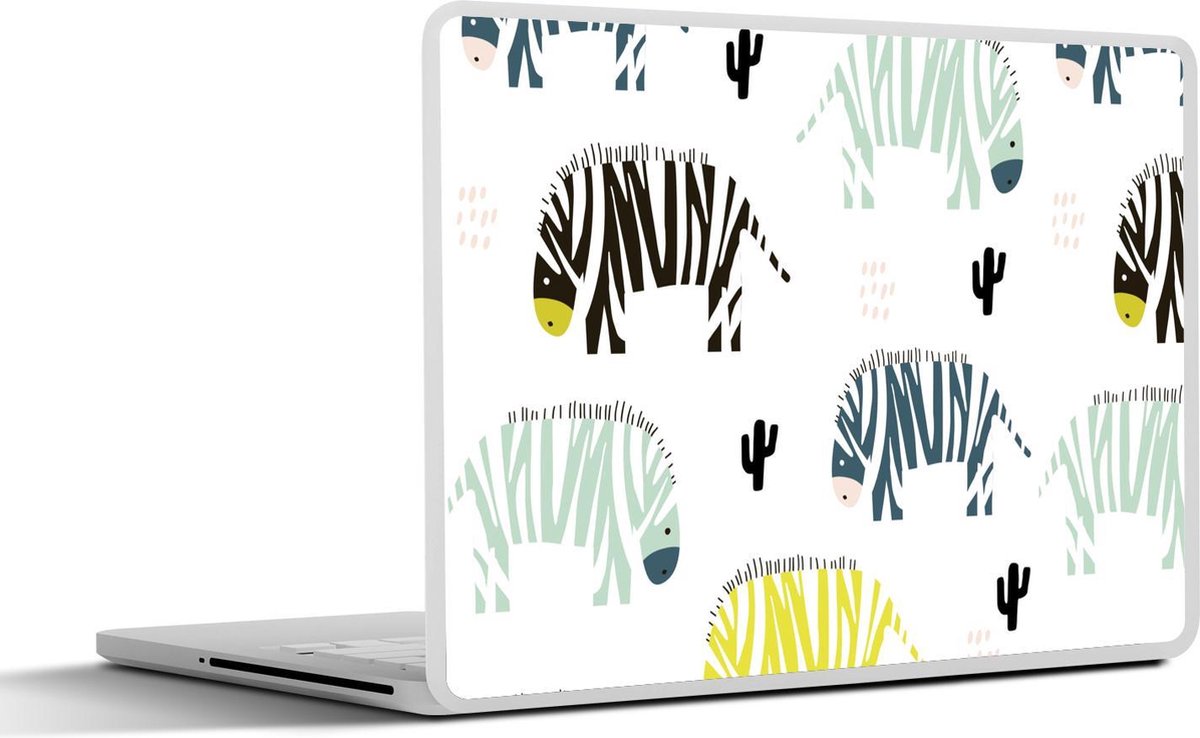Laptop sticker - 12.3 inch - Zebra - Kleuren - Cactus - Wit - 30x22cm - Laptopstickers - Laptop skin - Cover