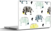 Laptop sticker - 12.3 inch - Zebra - Kleuren - Cactus - Wit - 30x22cm - Laptopstickers - Laptop skin - Cover