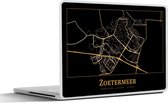 Laptop sticker - 10.1 inch - Kaart - Zoetermeer - Zwart - Goud - 25x18cm - Laptopstickers - Laptop skin - Cover