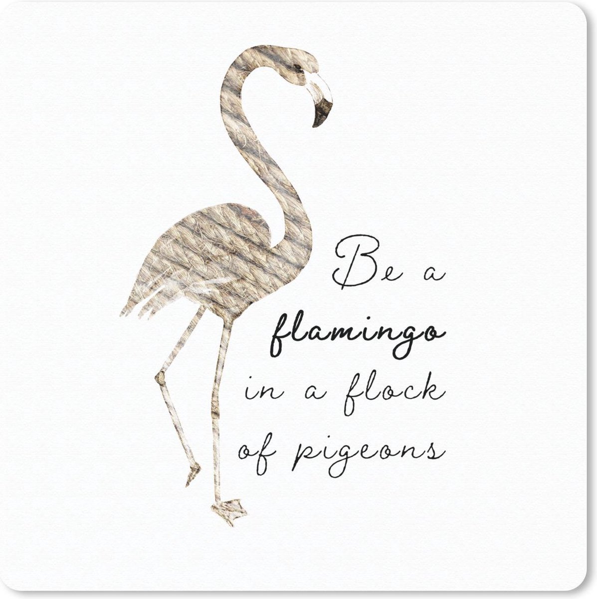 Muismat 30x30 cm - Mousepad Flamingo - Vogel - Lijn - Muismatten