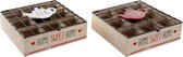 Box for Infusions DKD Home Decor Tea Metaal Hout MDF (24 x 24 x 8 cm) (2 pcs)