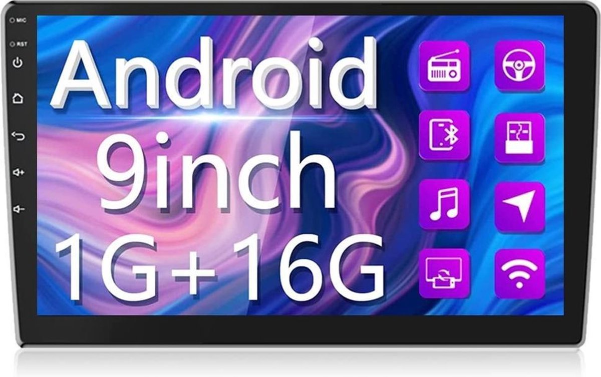 TechU™ Autoradio T132 – 2 Din – 9.0 inch Touchscreen Monitor – FM radio – Bluetooth & Wifi – USB – SD – Handsfree bellen – Incl. GPS Navigatie – Android 10 – 1GB RAM +16GB ROM