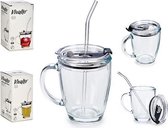 Kop met deksel Stro Transparant Kristal (310 ml)