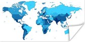 Wereldkaarten - Wereldkaart - Kleurrijk - Blauw - 160x80 cm