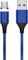 M11 3A USB naar USB-C / Type-C nylon gevlochten magnetische datakabel, kabellengte: 1m (blauw)