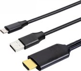 T2 Type C USB naar HDMI-compatibele 4K 60Hz HD kabel-tv-schermconnector voor telefoons, tablets, laptops, projectoren (zwart)