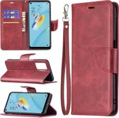 Voor OPPO A54 4G/5G Retro Lamsvacht Textuur Pure Kleur Horizontale Flip PU Lederen Case met Houder & Kaartsleuven & Portemonnee & Lanyard (Rood)