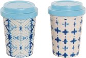 Mok DKD Home Decor Blauw Bamboe (380 ml) (2 pcs)
