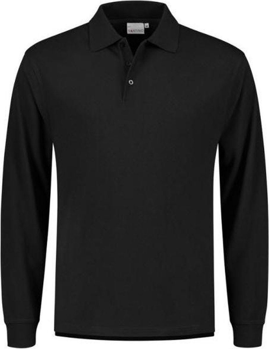 Santino Matt Polo-shirt lange mouwen - Zwart - S