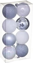 FEERIC LIGHTS & CHRISTMAS Set van 8 ballen van 70 mm - Zilver en wit