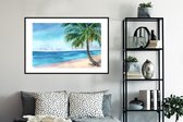 Cadre photo avec affiche - Plage - Palmier - Mer - 120x80 cm - Cadre pour affiche