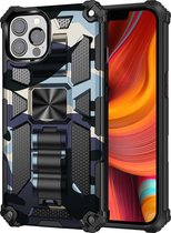 Apple iPhone 13 Pro Max Hoesje - Mobigear - Armor Stand Serie - Hard Kunststof Backcover - Marineblauw - Hoesje Geschikt Voor Apple iPhone 13 Pro Max