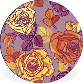 WallCircle - Cercle Mural - Cercle Mural - Roses - Jaune - Motifs - Aluminium - Dibond - 120x120 cm - Intérieur et Extérieur XXL
