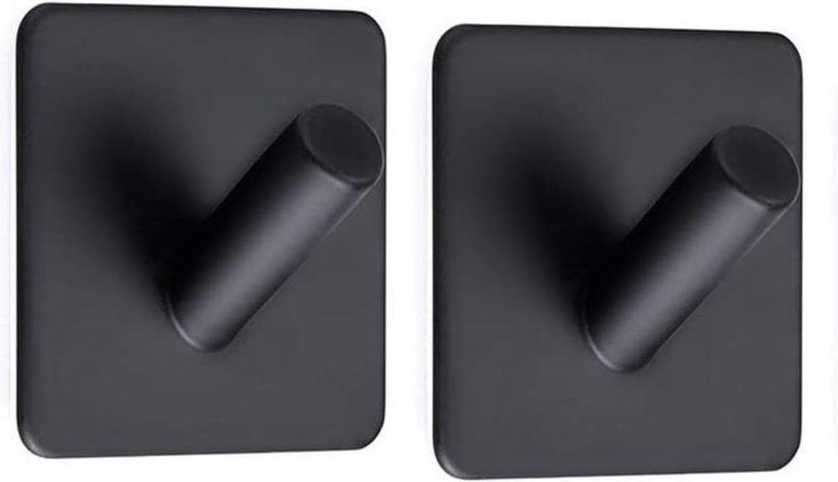 handdoekakjes zwart -celbon zelfklevende handdoekhaken haken geen boorbadkamer en keuken roestvrij staal zwart pakket van 2 - (WK 02123)