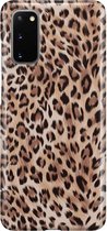 Samsung Galaxy S20 Telefoonhoesje - Premium Hardcase Hoesje - Dun en stevig plastic - Met Dierenprint - Luipaard Patroon - Bruin